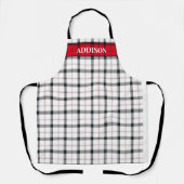 Rood-witte speldenkerstmonogram op maat schort (Voorkant)