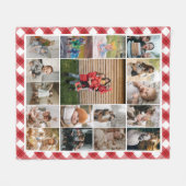 Rood witte speldenrand 17 Familie Foto Collage Fleece Deken (Voorkant (Horizontaal))