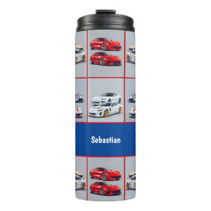 Rood & Witte Sportieve Sportauto Enthousiastelinge Thermosbeker