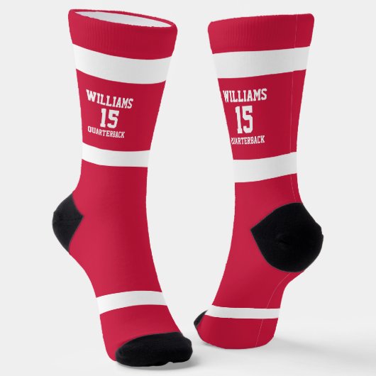 Rood-Witte Sportspeler Sokken (Gebogen)