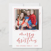 Rood & witte sterren 2 Foto's Zure kerst Feestdagenkaart (Voorkant)