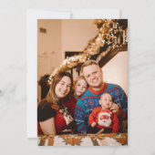 Rood & witte sterren 2 Foto's Zure kerst Feestdagenkaart (Achterkant)