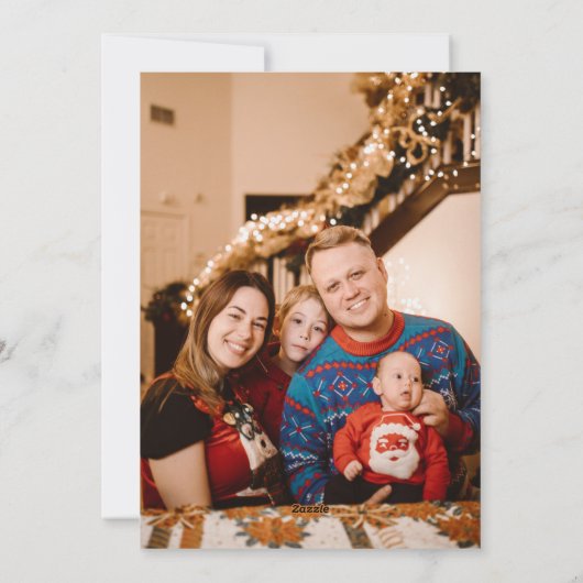 Rood & witte sterren 2 Foto's Zure kerst Feestdagenkaart (Achterkant)