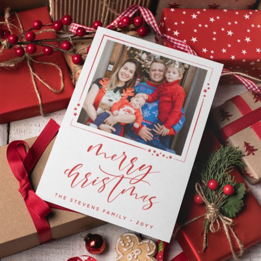 Rood & witte sterren 2 Foto's Zure kerst Feestdagenkaart