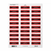 Rood Witte Stippen & Zwart Feest Uitnodiging Etiket (Full Sheet)