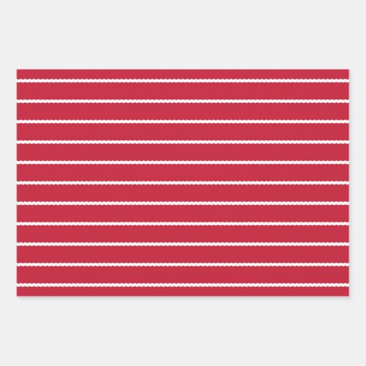 Rood witte streep kronkelende lijnen Kerstmis Inpakpapier Vel (Voorkant)