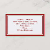 Rood & Witte Streep, Rood Lint Visitekaartje (Achterkant)