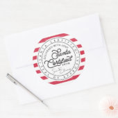 Rood & Witte Streep Santa Gecertificeerde Levering Ronde Sticker (Envelop)