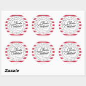 Rood & Witte Streep Santa Gecertificeerde Levering Ronde Sticker (Vel)
