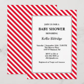 Rood/witte strepen Baby shower Kaart (Voorkant / Achterkant)