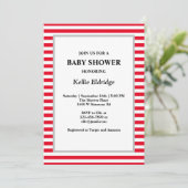 Rood/witte strepen Baby shower Kaart (Staand voorkant)