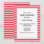 Rood/witte strepen Baby shower Kaart (Voorkant / Achterkant)