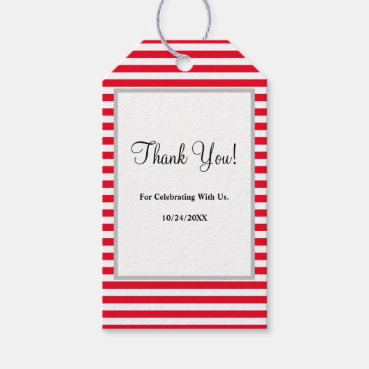 Rood/witte strepen CadeauLabels (Voorkant)