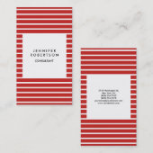 Rood witte strepen minimalistisch modern platte cr visitekaartje (Voorkant / Achterkant)