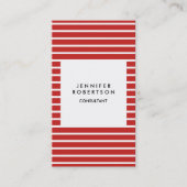 Rood witte strepen minimalistisch modern platte cr visitekaartje (Voorkant)