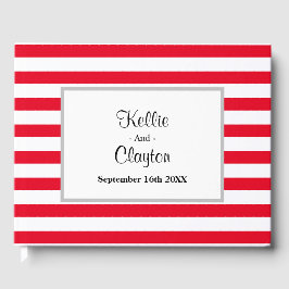 Rood/witte strepen omhuld gastboek gastenboek