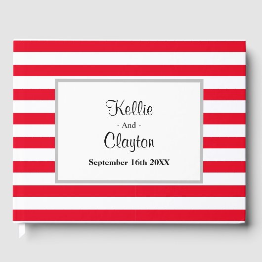 Rood/witte strepen omhuld gastboek gastenboek (Voorkant)