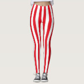Rood & Witte Strepen Pirate Halloween Kostuum Leggings (Voorkant)