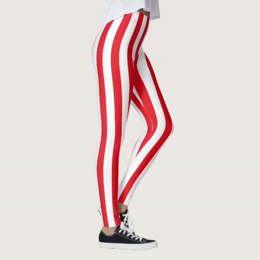 Rood & Witte Strepen Pirate Halloween Kostuum Leggings (Rechts)