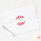 Rood/Witte Strepen Trouwfeest Klassieke Ronde Stic Sticker (Envelop)