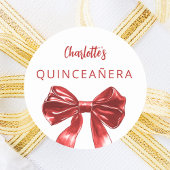 Rood witte strik Quinceanera Ronde Sticker