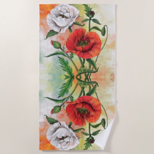 Rood-witte tapijthanddoek strandlaken (Voorkant)