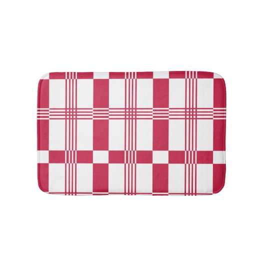 Rood Witte Tartan Geruite Plaid Badmat (Voorkant)