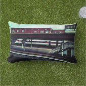Rood-witte trein buitenkussen (Gras)