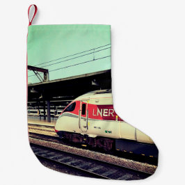 Rood-witte trein kleine kerstsok