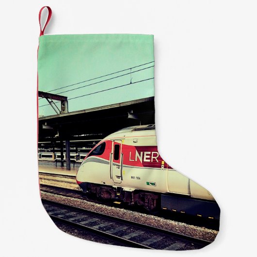 Rood-witte trein kleine kerstsok (Voorkant)