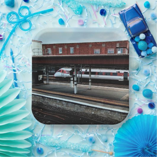 Rood-witte trein papieren bordje (Feest)