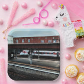 Rood-witte trein papieren bordje (Feest)