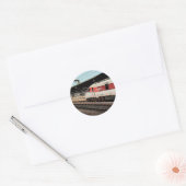 Rood-witte trein ronde sticker (Envelop)