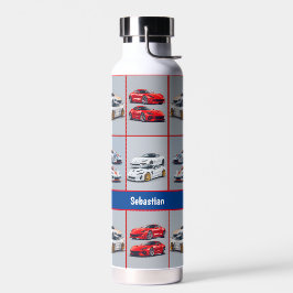 Rood & Witte Trendy Sportieve Auto Enthousiastelin Waterfles