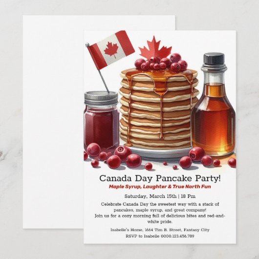 Rood & Witte Viering Canada Dag Pannenkoekenfeest Kaart (Voorkant / Achterkant)