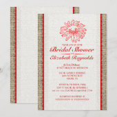 Rood & Witte Vintage Kanten Bruiloft Uitnodigingen (Voorkant / Achterkant)