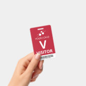 Rood Witte Voeg Uw Logo Bar Code Bezoeker Badge (Handheld)