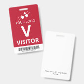 Rood Witte Voeg uw logo toe Barcodeloper Bezoeker Badge (Voor- en achterkant)