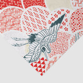 Rood Witte Vogel Japans Kimono Bloemen Decoupage Tissuepapier (Detail)