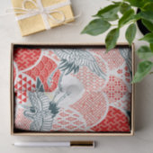 Rood Witte Vogel Japans Kimono Bloemen Decoupage Tissuepapier (Geschenk)