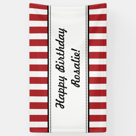 Rood-witte vogelbanner stripes spandoek (Verticaal)