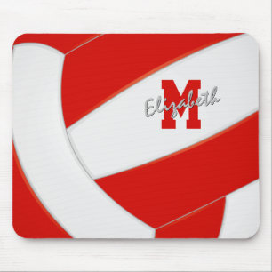 Rood witte volleybalteamkleuren gepersonaliseerd muismat