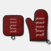 Rood Witte Vrede Vogels Ovenwant & Pannenlap Set (Voorkant)
