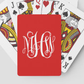Rood Witte Wijndruiven Script Monogram DIY achterg Pokerkaarten