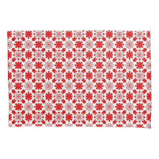 Rood Witte Winterpatroon Voor Kerstdecoratie Kussensloop (Voorkant)
