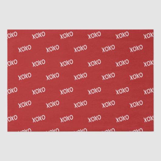 Rood Witte XOXO Bruidsfeest Tissuepapier (Voorkant)