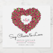 Rood witte zwarte tulpje, bouquet bruiloft sparkling wijnetiket (Enkel label)