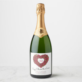 Rood witte zwarte tulpje, bouquet bruiloft sparkling wijnetiket