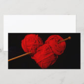 Rood wollen hart met breinaald foto (Voorkant / Achterkant)