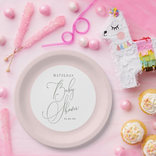 Rood wordende roze baby shower papieren bordje (Feest)